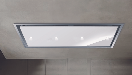 CAPPA GEA FLAT cm 90X60 - Inox/vetro Bianco spot light - 800 m3/h