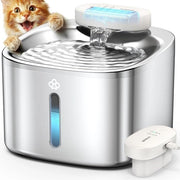 Draadloso Fonteino per Gatti, 3,5L Fonteino in Acciaio Inox, Batteria 5000mAh, Fonteino per Gatti con Sensore di Movimento, Pompone Silenzioso, 3 Filtri