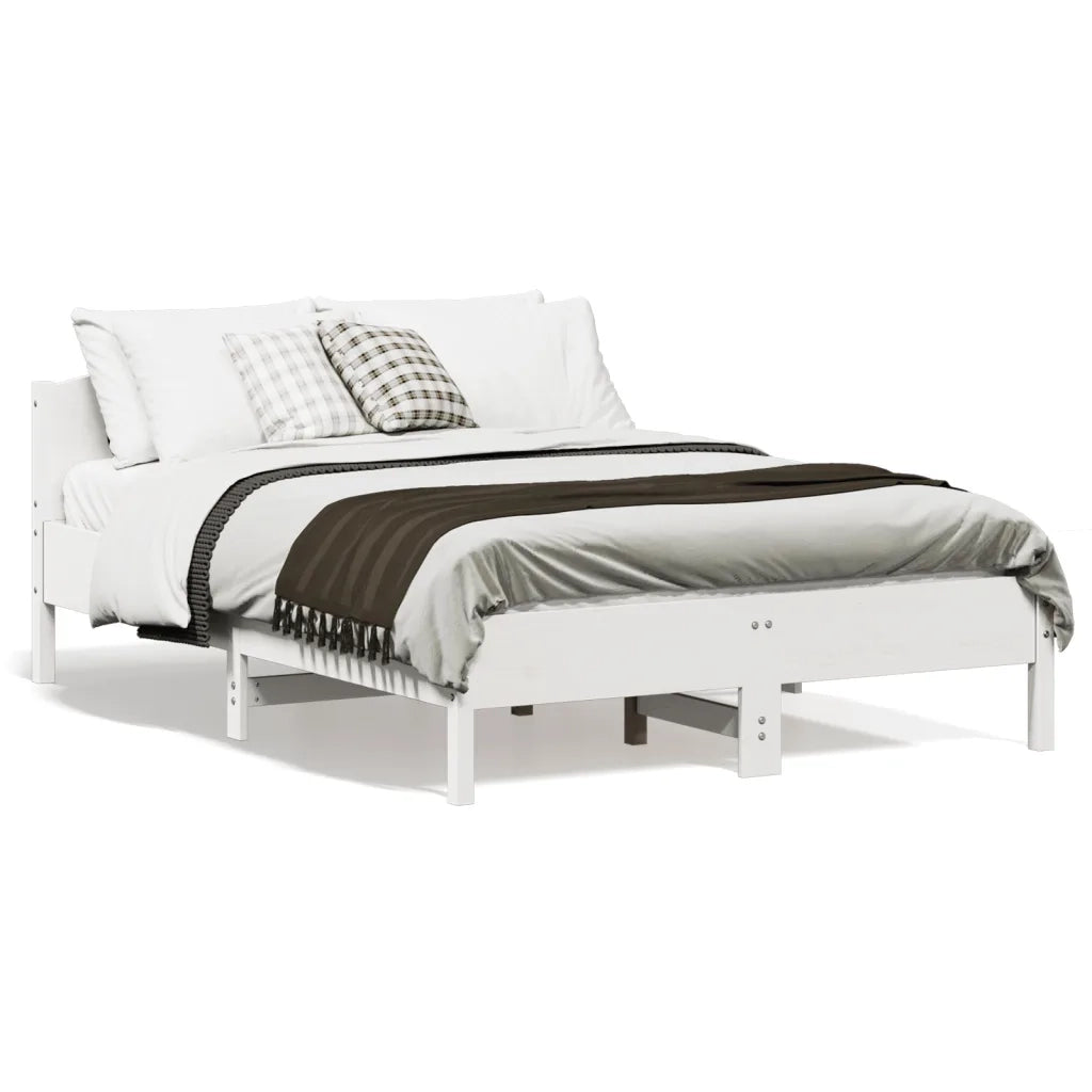Letto matrimoniale | Letto per adulti | Letto senza Materasso Bianco 140x190 cm Legno Massello di Pino