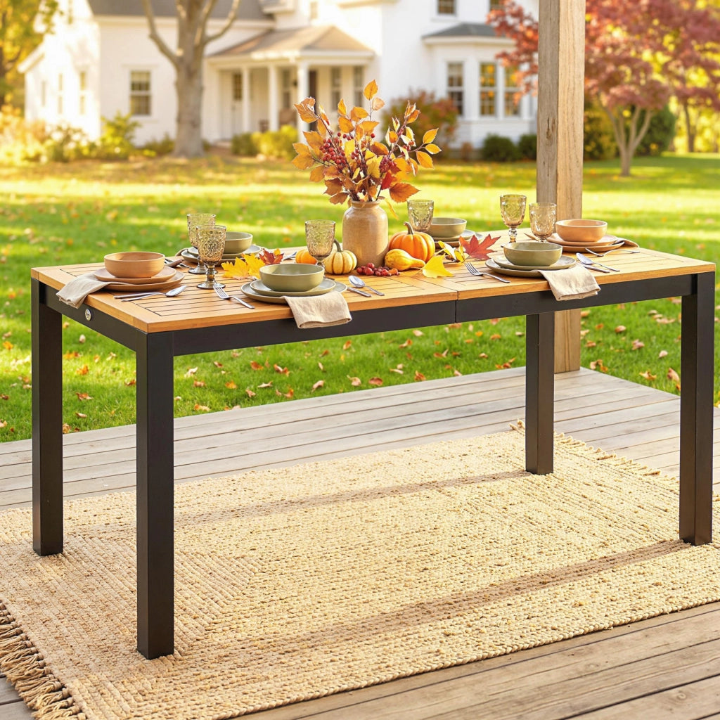 Tavolo da pranzo per giardino in legno per 6 persone ¨C zephmum ¨C naturale 150x75x75