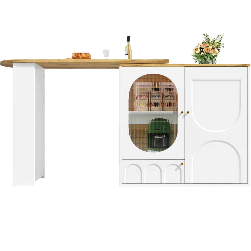 Isola cucina girevole con contenitore 138x39x105 cm bianca