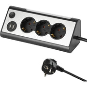 MULTIPRESA AD ANGOLO CON 3 SCHUKO 16A E 2 USB E LU