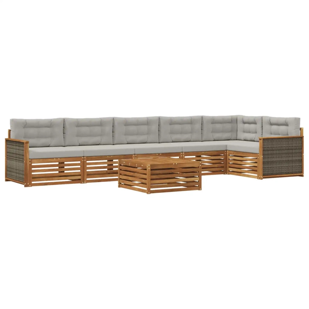 Set di divani da esterno 7 pz Naturale e Grigio Chiaro 3383439