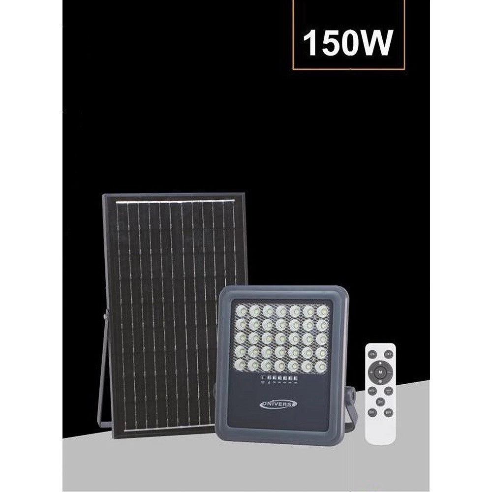 Trade Shop - Faro A Led 150watt Con Pannello Solare Luce Naturale 4000k Telecomando Tk09-150w -