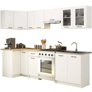 Set da cucina con vetrina AKORD OLIWIA 3,0 m Bianco 300 cm 11 ante 1 cassetto frontale Bianco 300×46×203 cm