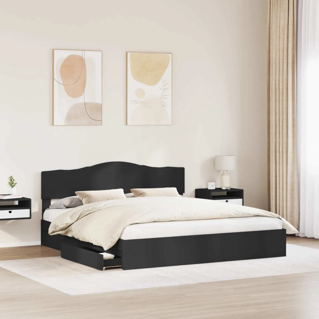 Letto con Contenitore Nero 200 x 200 cm Legno multistrato 3413062