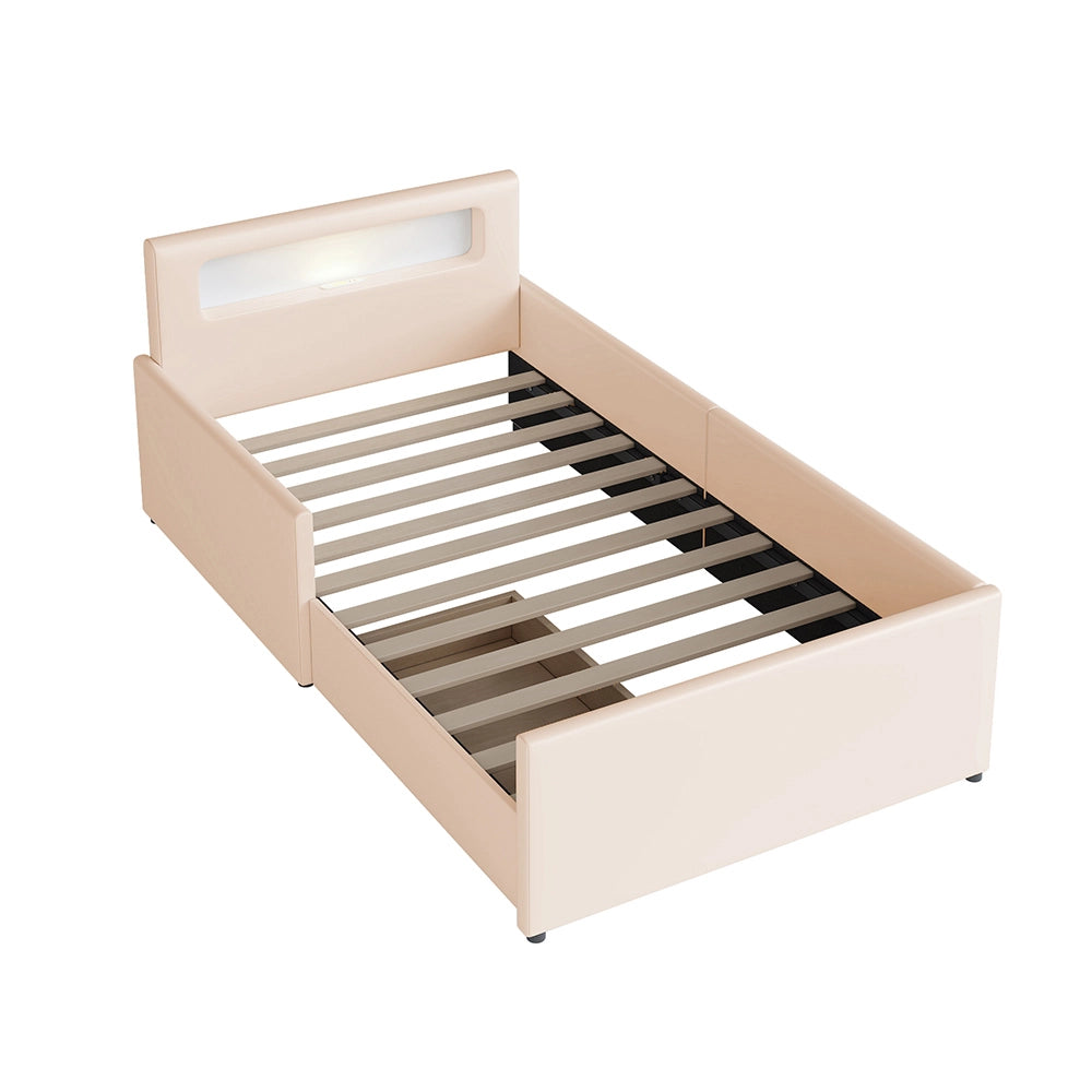 Letto con contenitore bambino 90x200 cm - Xylo - Luce notturna USB scomparti