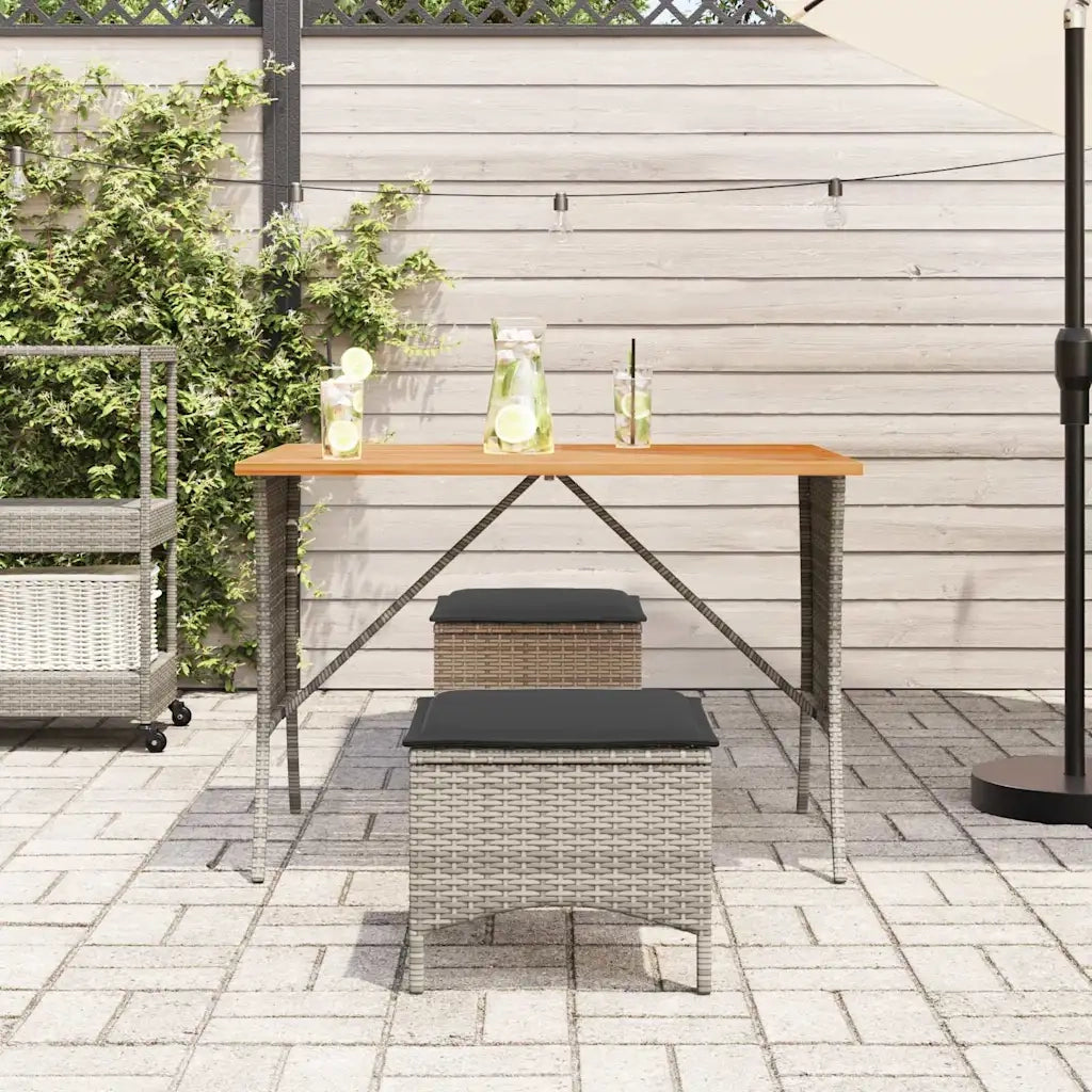 Set da Pranzo da Giardino 3 pz con Cuscini in Polyrattan Grigio 4104136