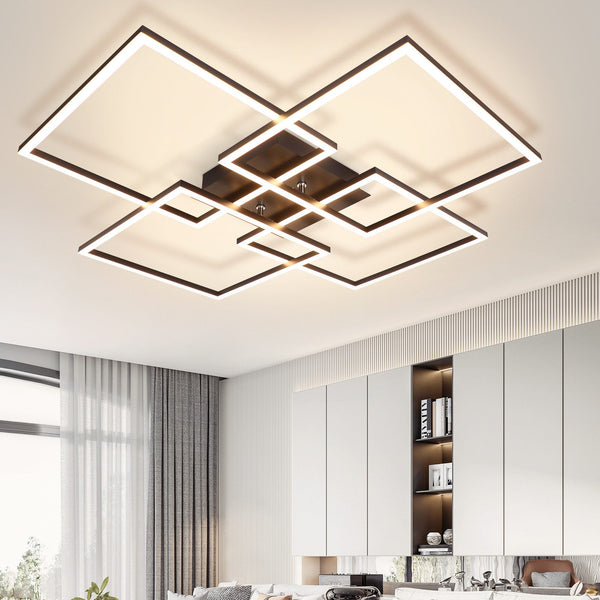 ZMH Lampada da soffitto plafoniera LED moderna 32W 3000K design rettangolare per soggiorno camera letto