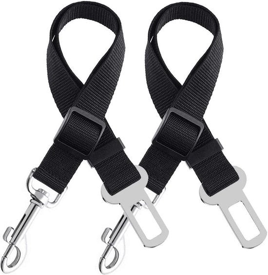 Cinturone di sicurezza per auto - Set di 2 - Cinturone per cani con sistema a click e gancio - Cinturone per auto per cani - Regolabile