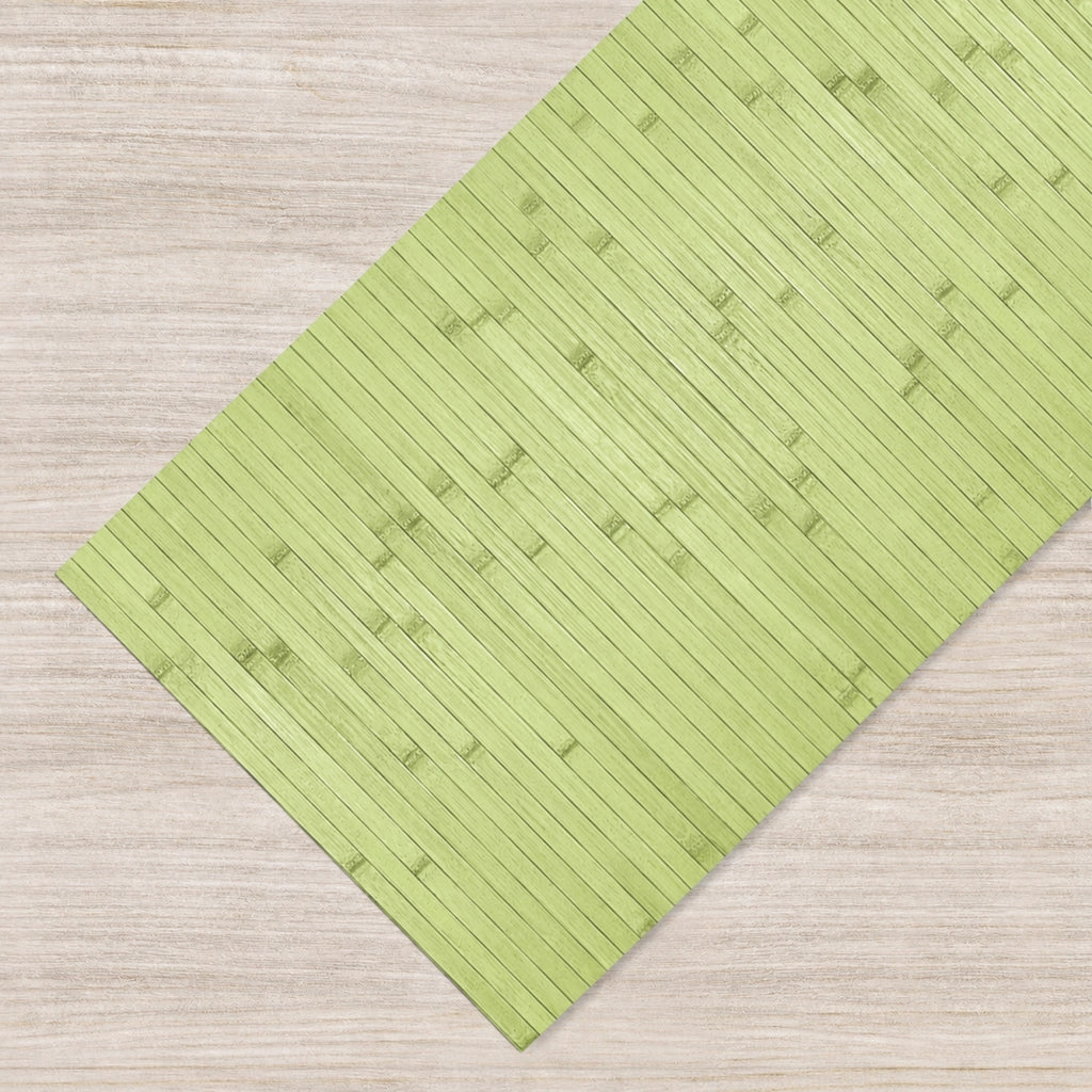 Tappeto Passatoia In Vero Bamboo Tappeto Cucina Ingresso In Legno Antiscivolo Aderente Lavabile E Antimacchia Tagliabile  Verde Lime - 50x400 cm