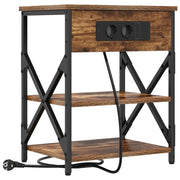 Comodino | Armadio da Notte | Mobiletto da notte Rovere fum¨¦ 41 x 31 x 51 cm Legno multistrato