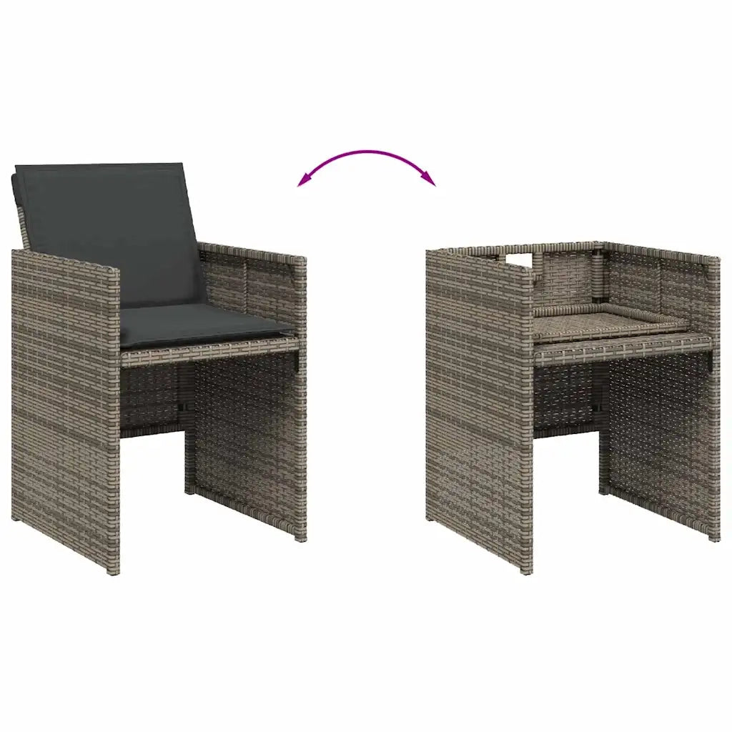 Set da Pranzo da Giardino 15 pz con Cuscini Grigio Polyrattan 3277819