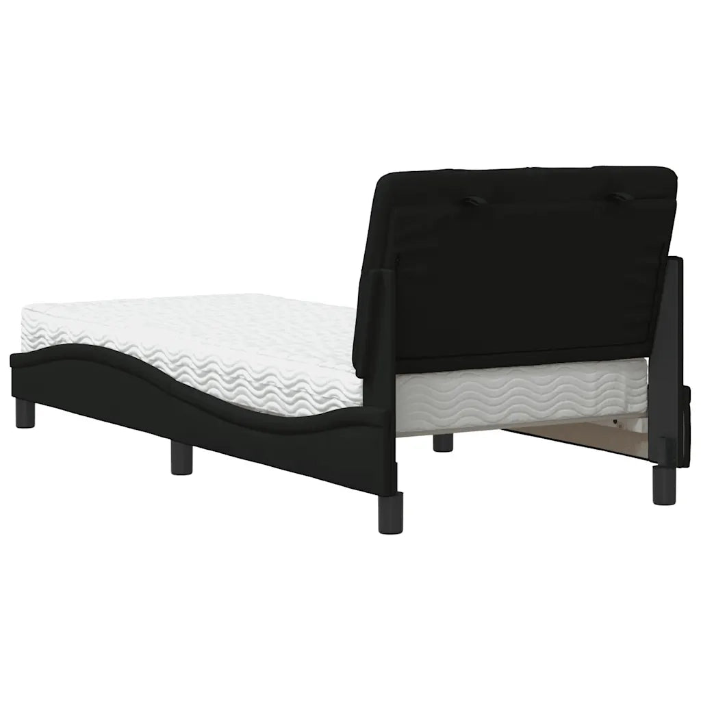 Letto con Materasso Nero 90x190 cm in Tessuto 3310708