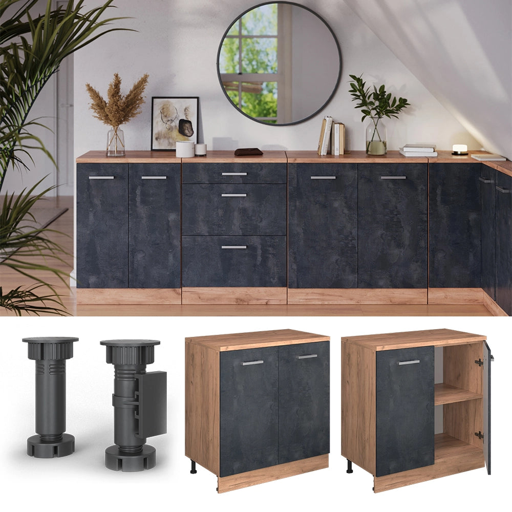 Mobile per mansarda Rion Calce nera/Rovere dorato 80 x 83.8 cm senza inclinazione con 2 ante Vicco