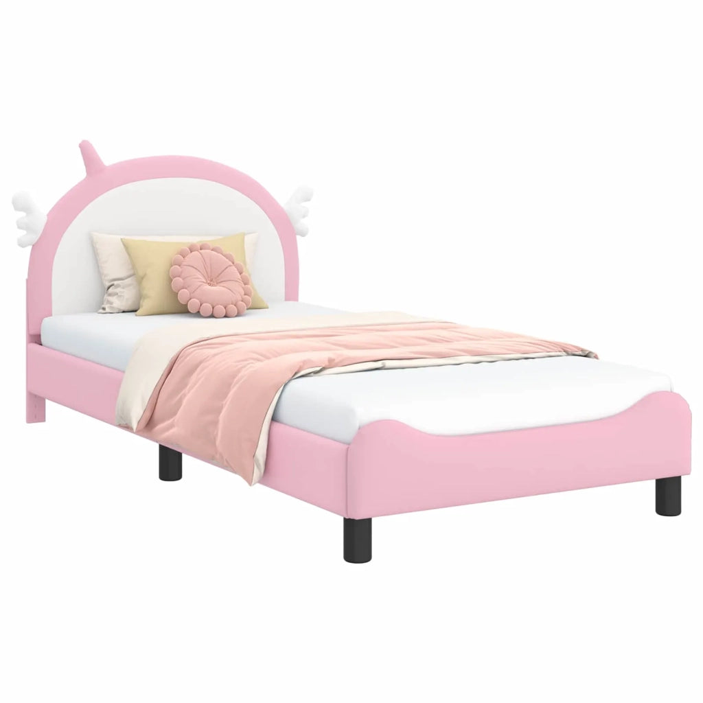 Struttura letto Bambini | Letto Infantile | Lettino con testata Rosa 90 x 190 cm PU