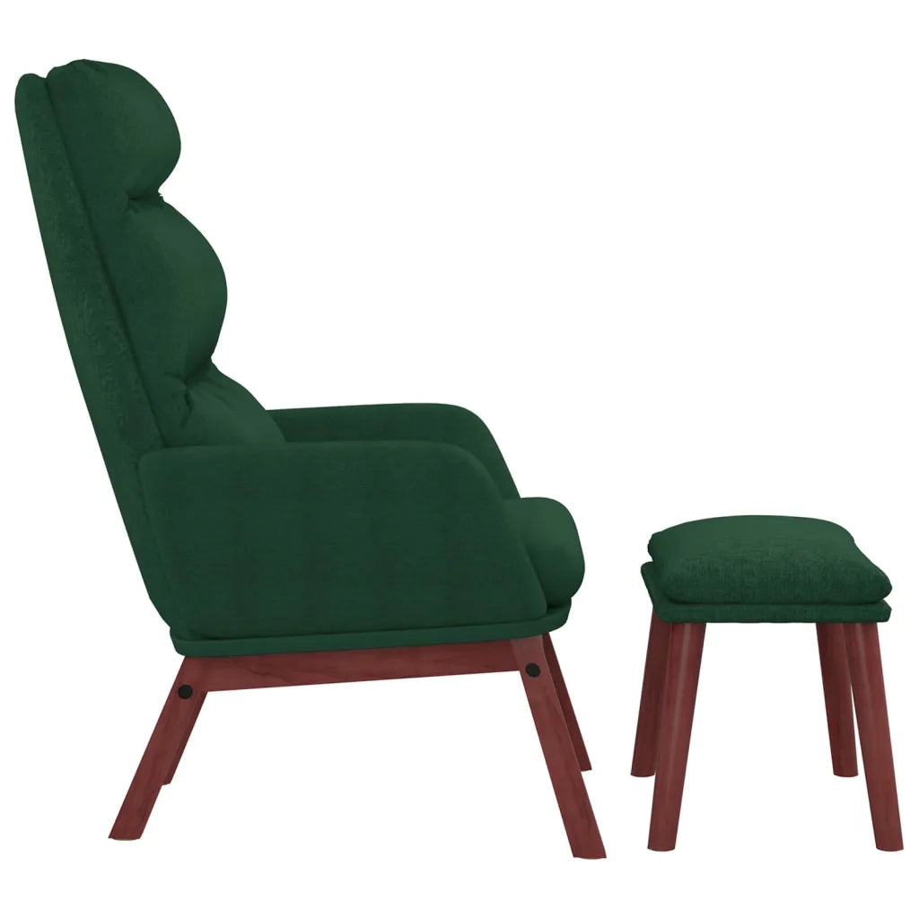 Poltrona Relax con Poggiapiedi Verde Scuro in Tessuto 3097568