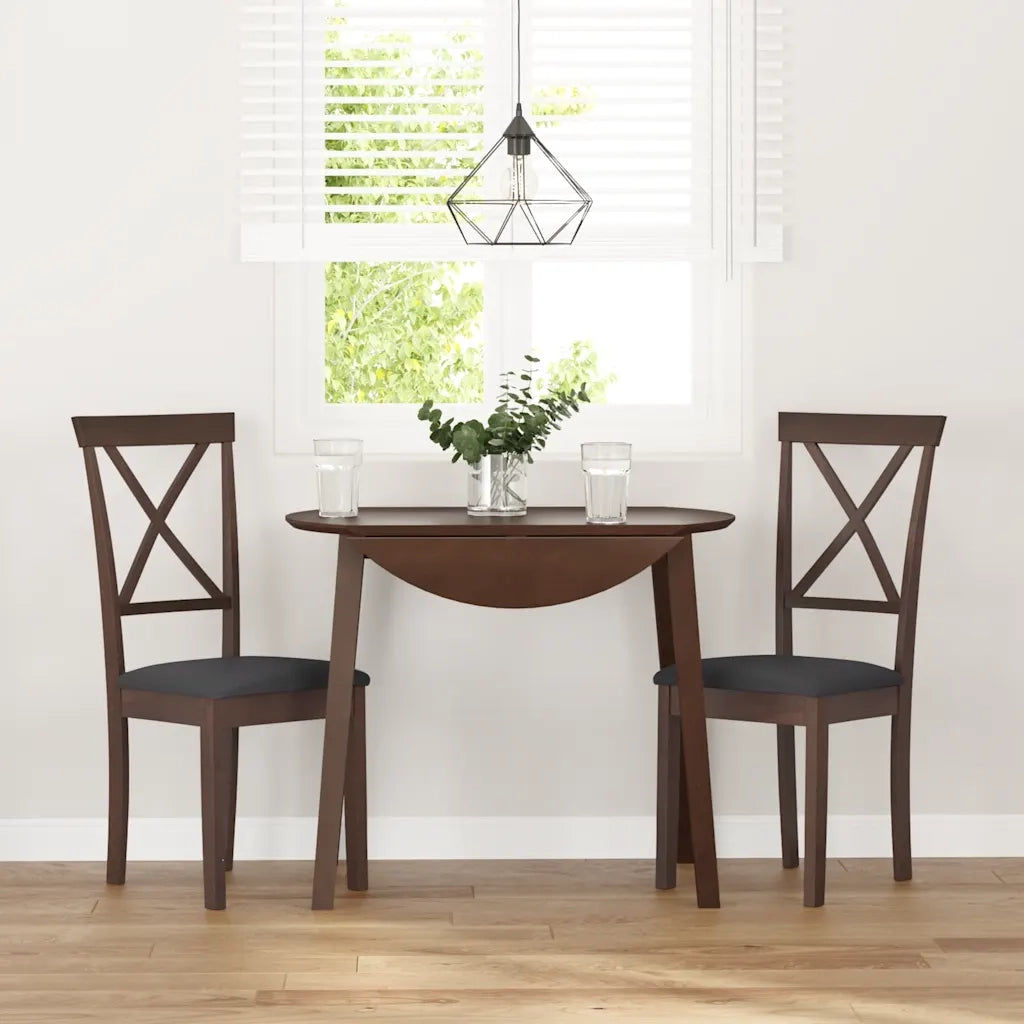 Sedie da Pranzo con Cuscini 2pz Marrone Legno Massello di Hevea 4102402