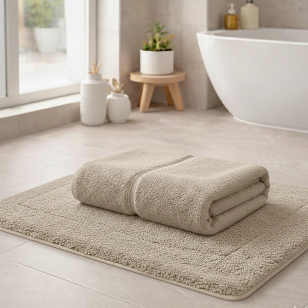 Sanamasa, Telo Bagno Sfumatura Colore Struttura Crema, Bianco Crema
