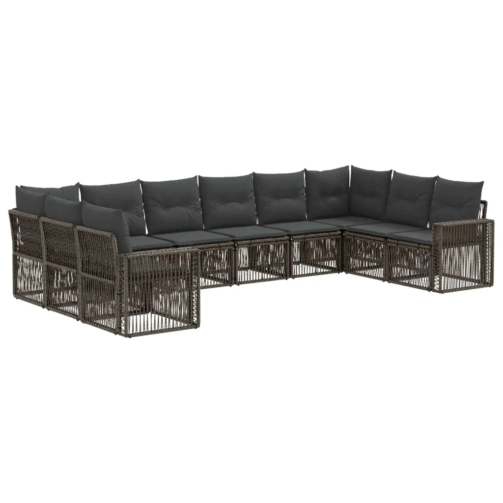 Set Divano da Giardino 10 pcs Grigio e Grigio Scuro polyrattan 3435233