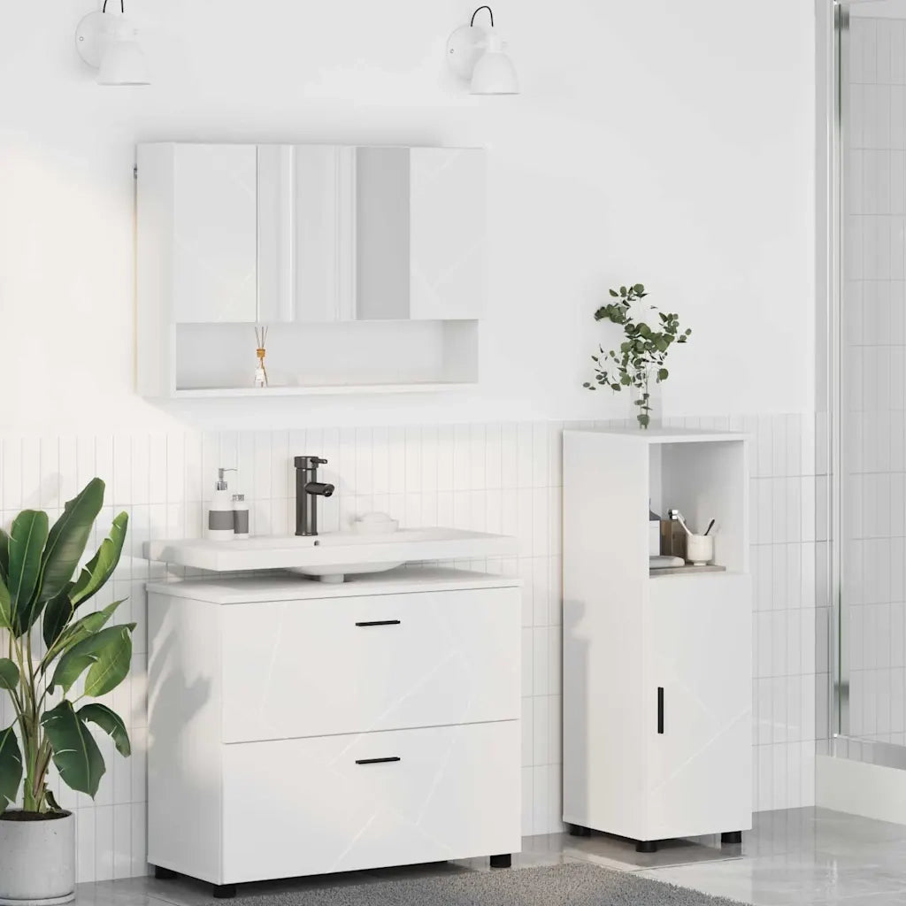 vidaXL Set di mobili per il bagno 3 pcs Bianco 76.5 x 35 x 64 cm