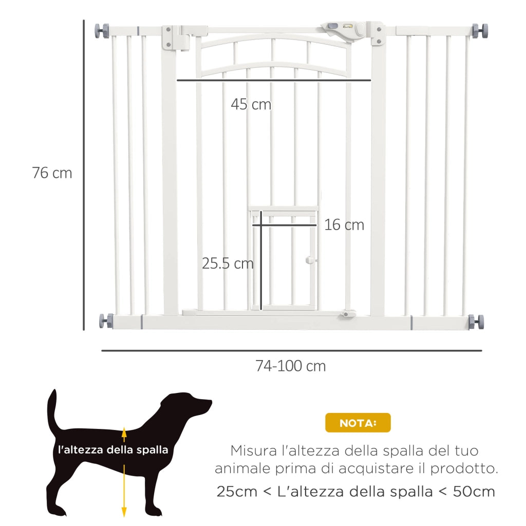 Cancellino per Cani Piccolo e Medio ¨C zephmum ¨C Acciaio e PA, Bianco, 74-100x76 cm