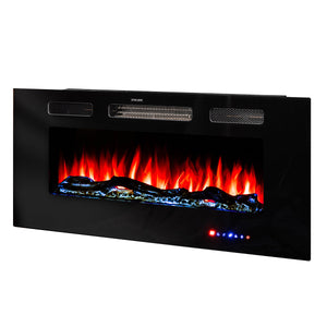 Camino Elettrico da Incasso 54,4x91,5x14 cm Effetto Fiamma 1500W Adeli Nero
