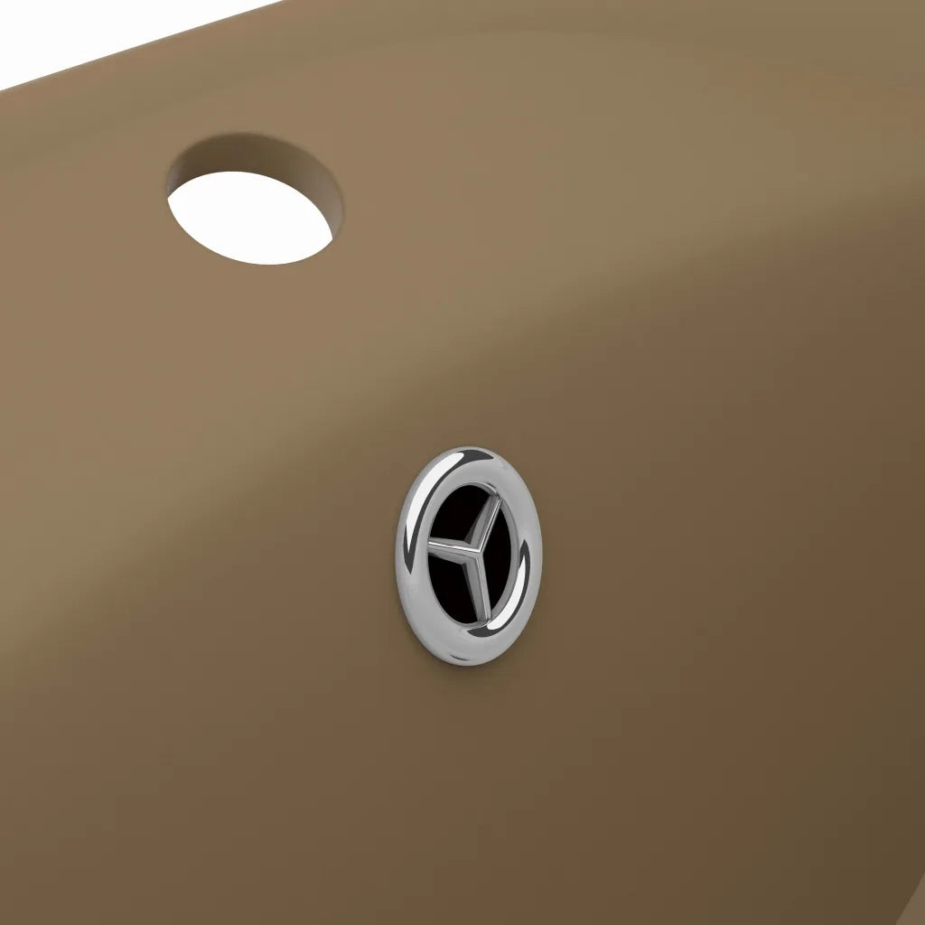 Lavandino con Troppopieno Ovale Crema Opaco 58,5x39cm Ceramica cod mxl 44238