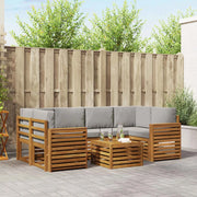 Set di divani da esterno 7 pcs Grigio Naturale e Chiaro