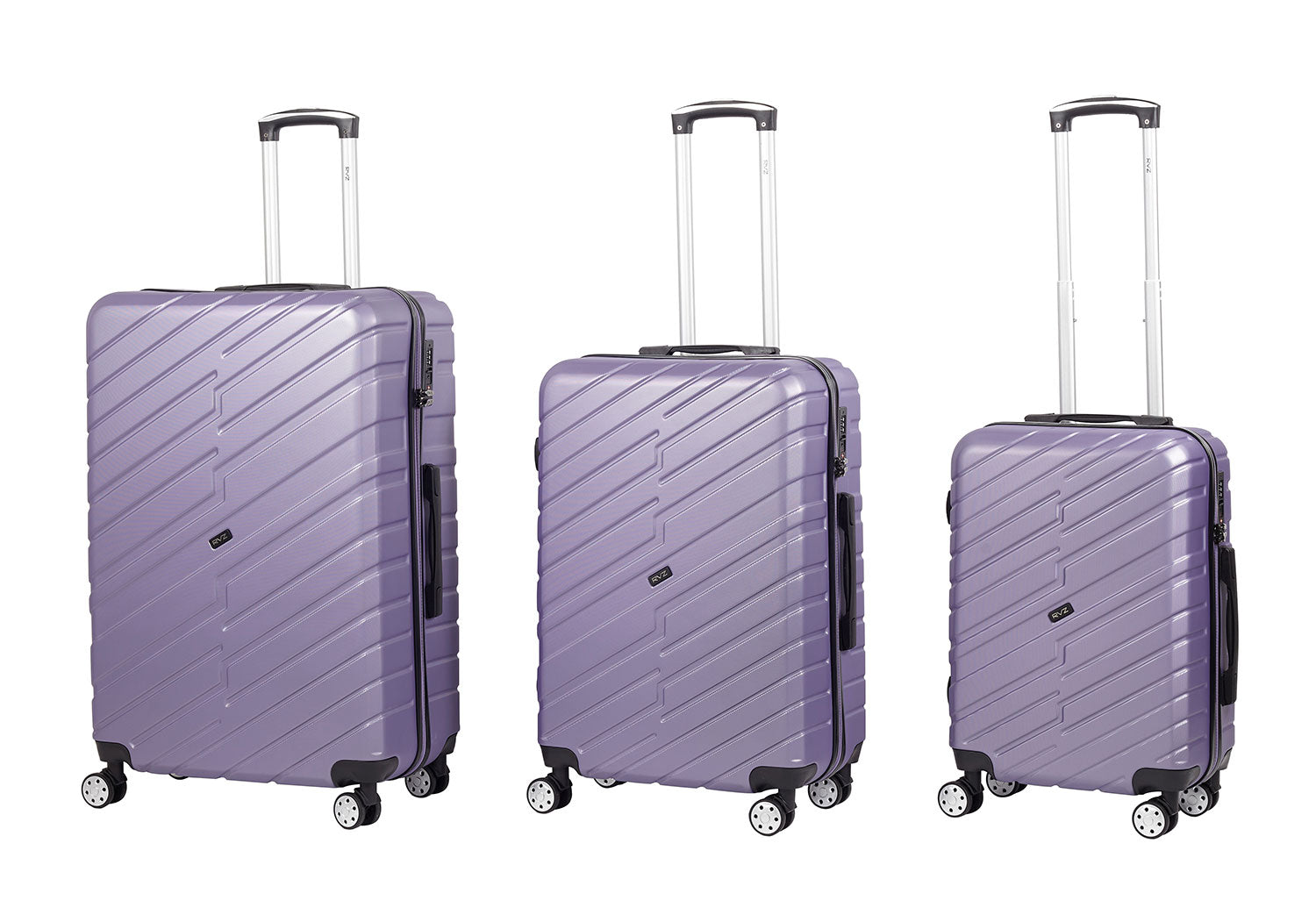 Set 3 Valigie Trolley Rigido 4 Ruote TSA in ABS Ravizzoni Cuba Lilla