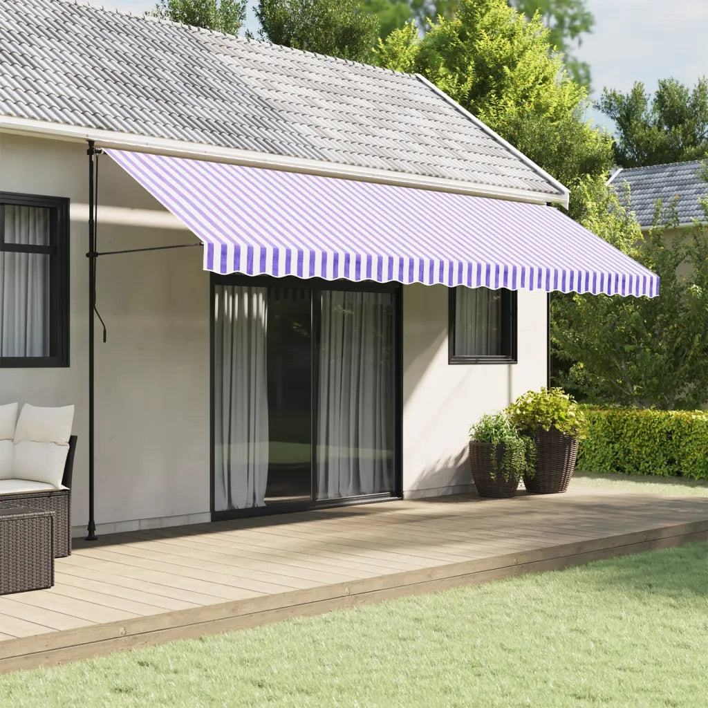 Tessuto Ricambio per Mantovana da Tenda Righe Blu e Bianche 5m 367748