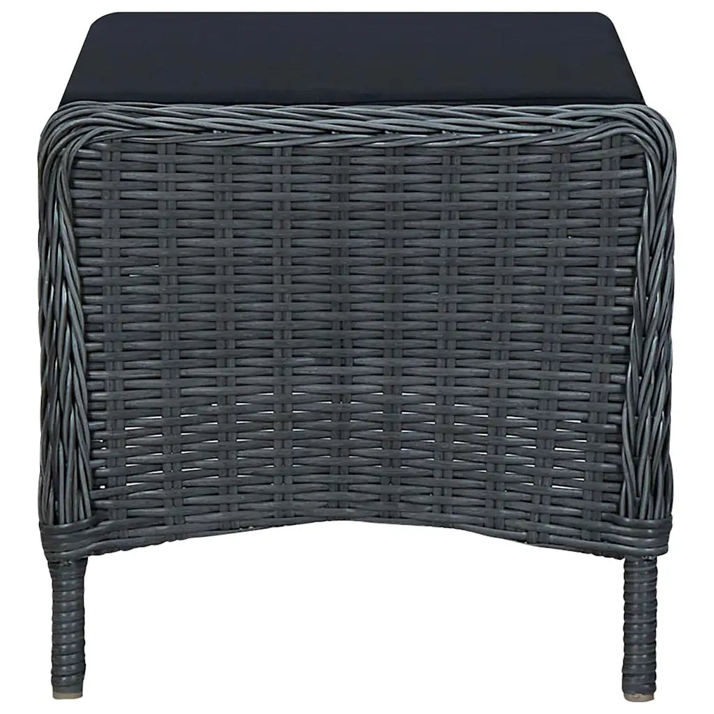 Sedia da Giardino Reclinabile con Pouf Polyrattan Grigio Scuro cod mxl 12885