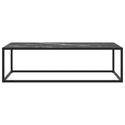 Tavolino da Salotto Nero con Vetro Marmo Nero 120x50x35 cm 322886