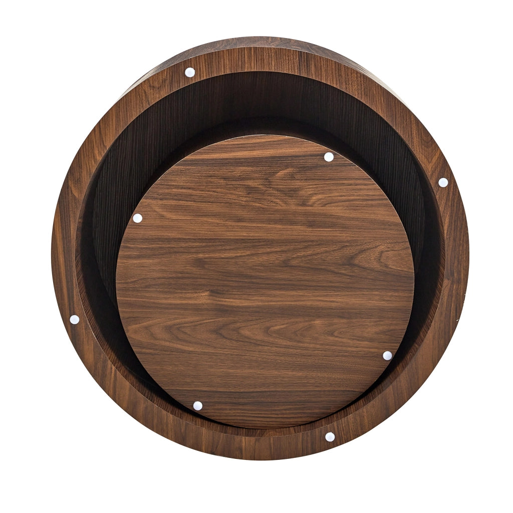 Set di 2 tavolini da salotto rotondi con vano contenitore, effetto legno, MDF, diametri ca. 62,8 cm e 44 cm