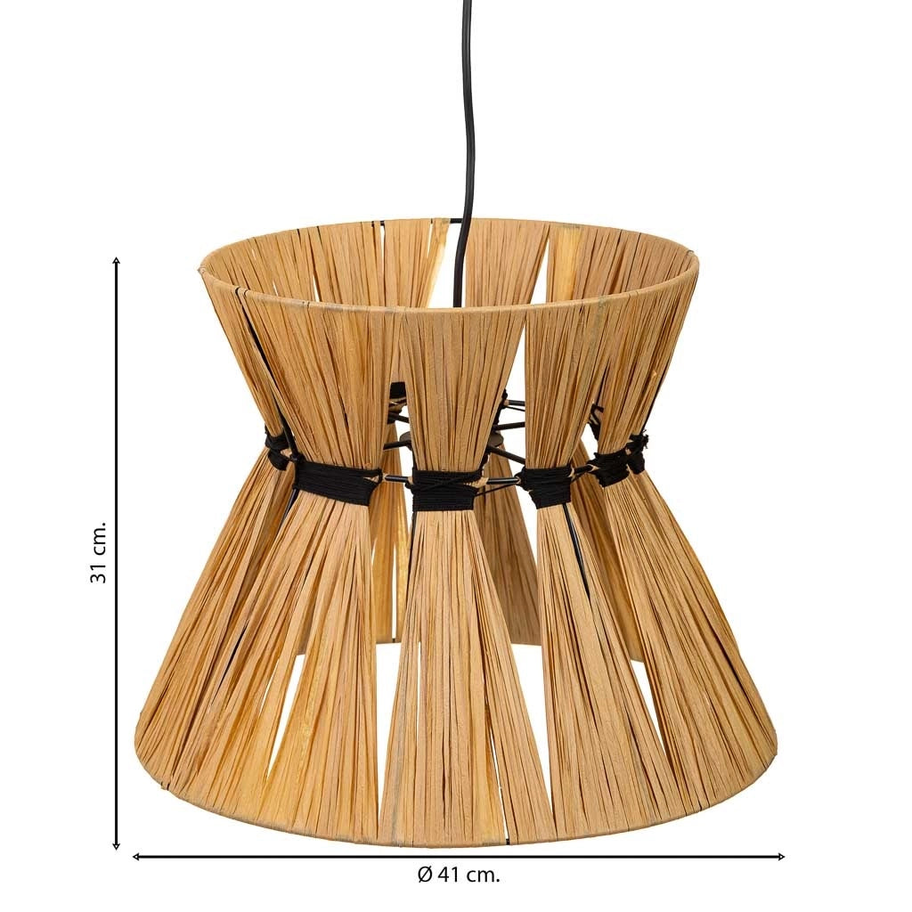 Lampada da soffitto in rafia e metallo marrone 41x41x31h cm