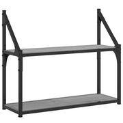 Scaffale Parete | Ripiano a parete | Mensola a parete 2 Ripiani Grigio Sonoma 60x21x51 cm Multistrato