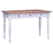 Scrivania con Cassetti Bianca 117x57x75 cm Massello di Mogano