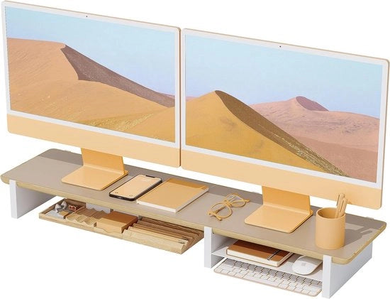 Altezza Regolabile per Doppio Monitor, Stand Riser in Metallo
