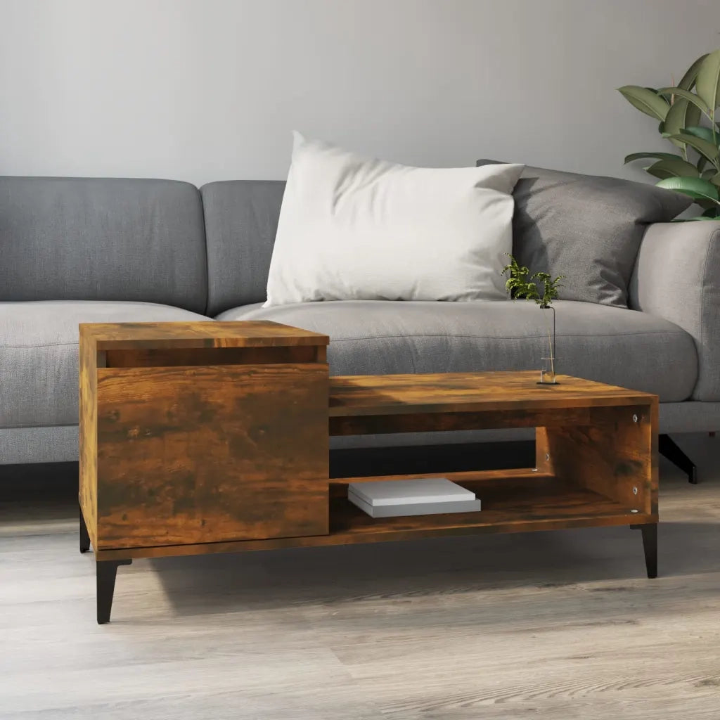 Tavolino da Salotto Rovere Fumo 100x50x45 cm Legno Multistrato 821137