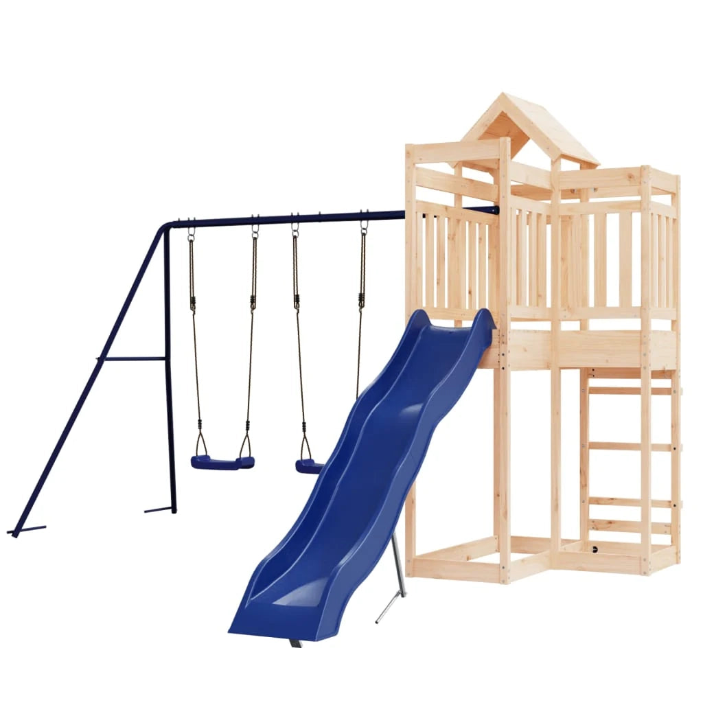 Altalene per parco giochi all'aperto scivolo altalene robuste giochi da giardino 362 x 373 x 238 cm legno di pino massiccio 02_0004664