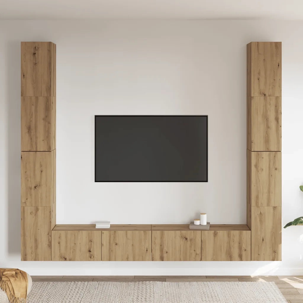Mobili TV a Parete 6 pz Rovere Artigianale Legno Multistrato 3328988