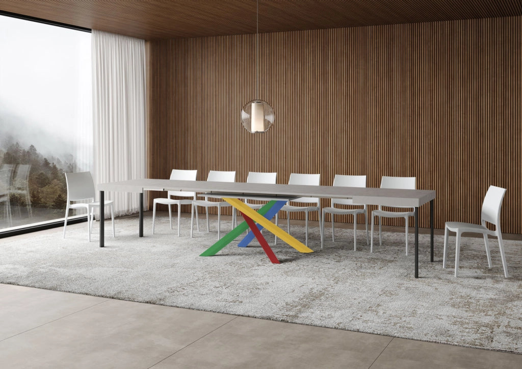 Tavolo Allungabile 130/390x90 cm Volantis Cashmere Gambe Multicolore 4/B