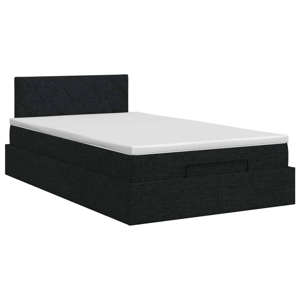 Letto ottomano con materasso Nero 120 x 200 cm Tessuto 3457565