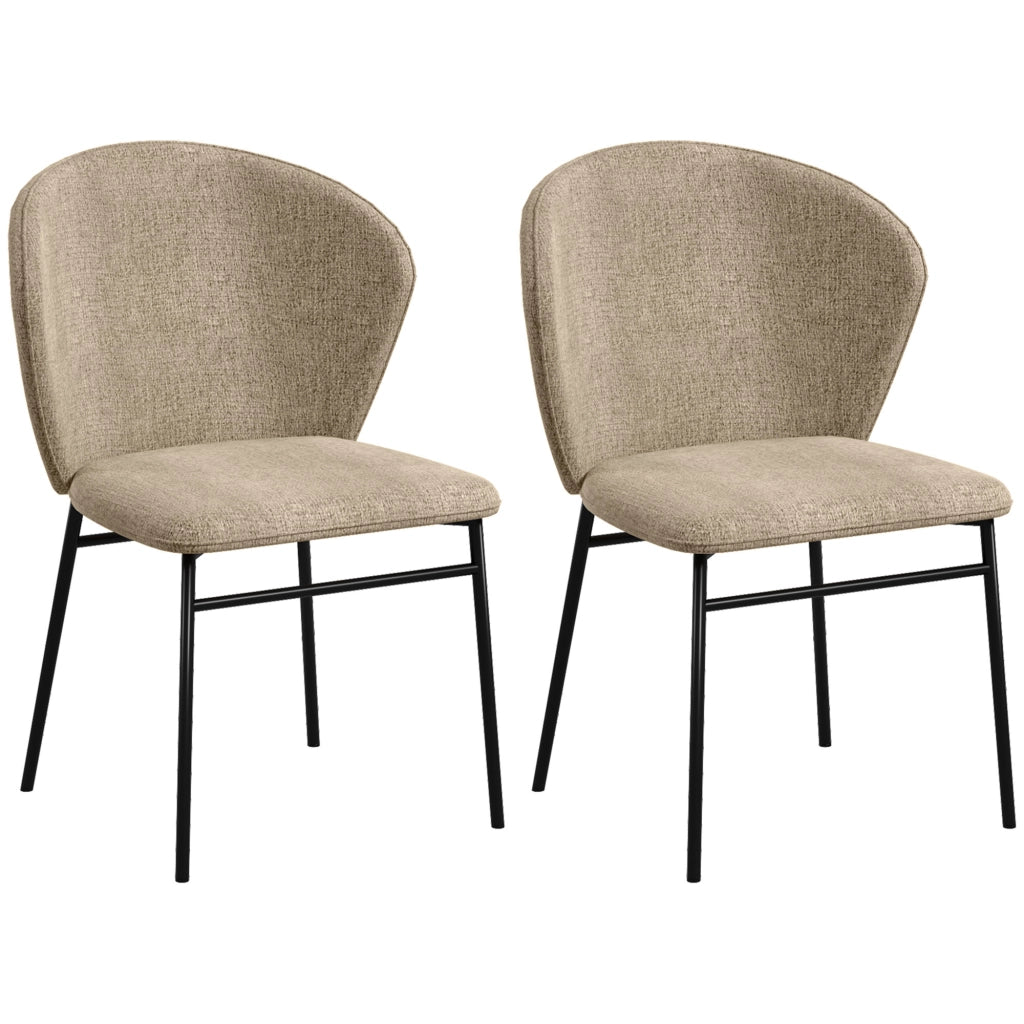 Set 2 Sedie da Pranzo Imbottite in Tessuto ¨C Zephmum ¨C Marrone Chiaro