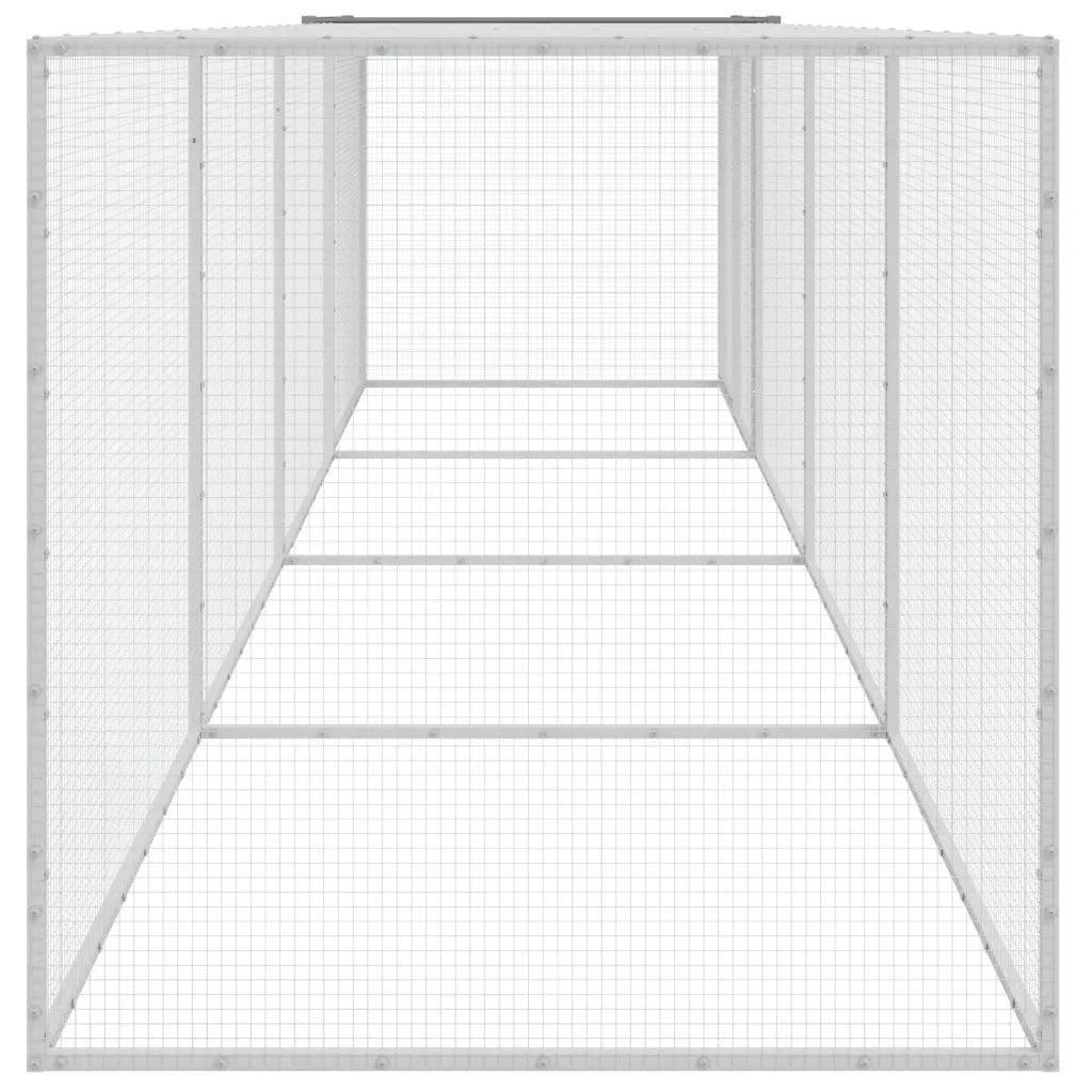 Gabbia Polli Tetto Grigio Chiaro 403x98x90 cm Acciaio Zincato 3189045