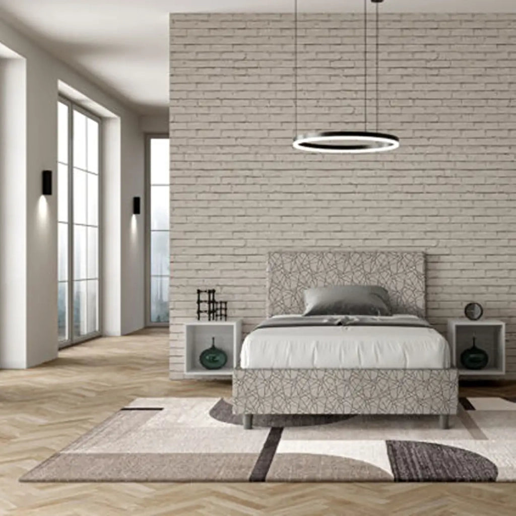 Letto una piazza e mezza contenitore imbottito 120x210 tessuto Era 2 grigio Adele