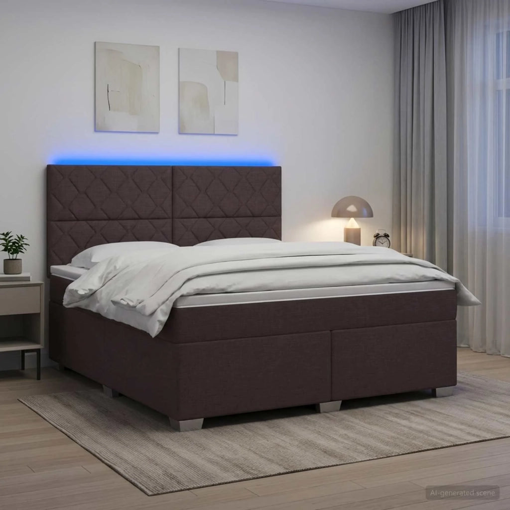 Letto box spring con materasso Marrone Scuro 140 x 190 cm 3454876