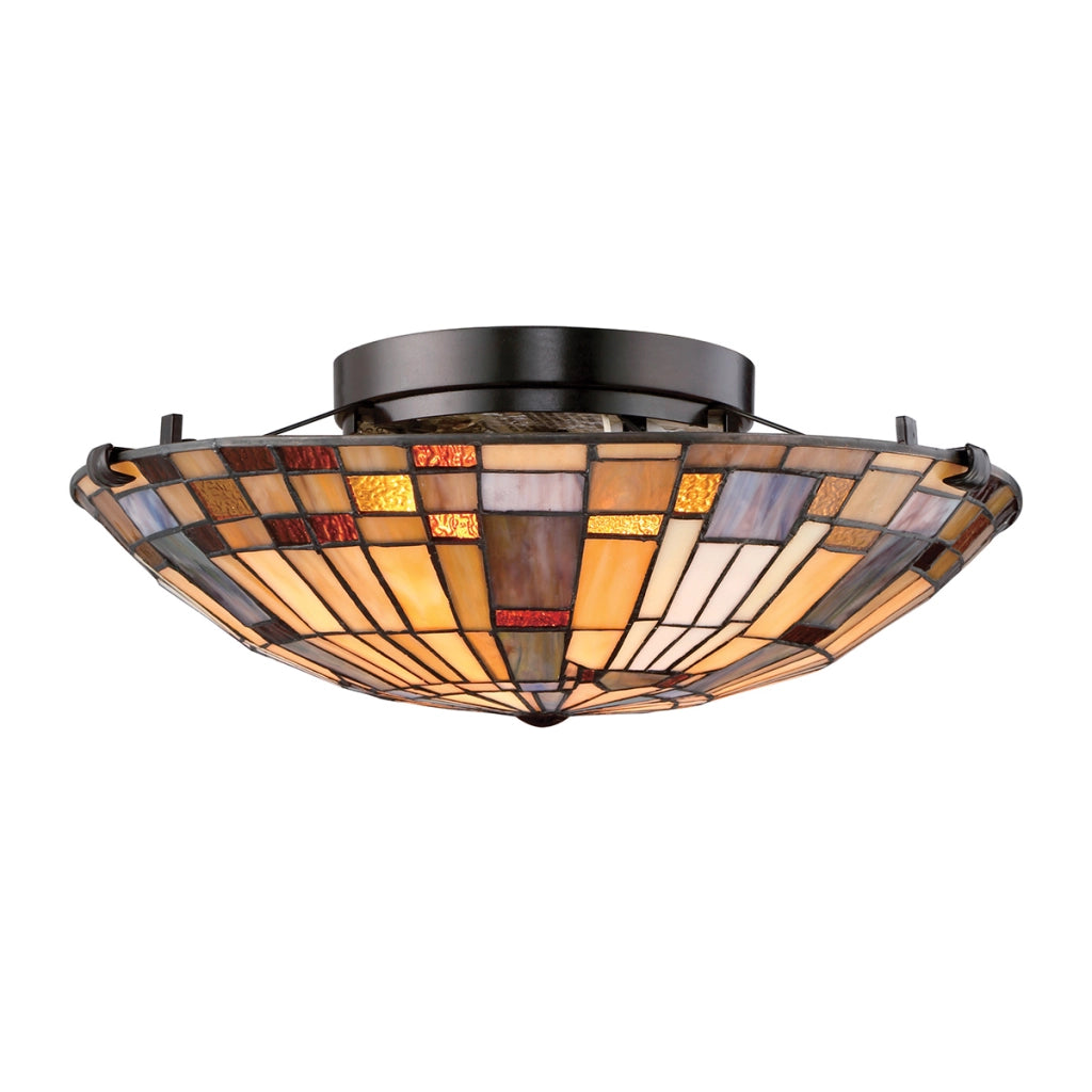 Plafoniera vetrata multicolor Inglenook Quoizel 2xE27