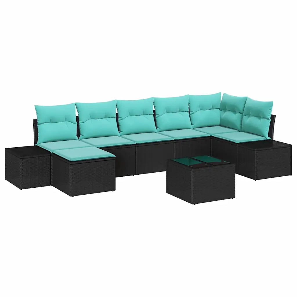 Set Divano da Giardino 8 pz Nero polyrattan 3347166