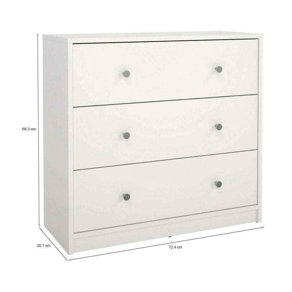 Cassettiera Alert, Settimino multiuso, Comò camera da letto, Mobile con cassetti, 72x30 h68 cm, Bianco